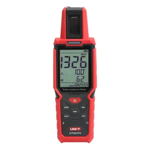 Solar Irradiance Meter,  1400W/m², -40～120℃, –90.0~+90.0 °, 0~360°, Bluetooth, IP65, UNI-T