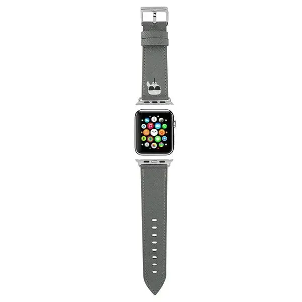 KLAWMOKHG Karl Lagerfeld Karl Head PU Watch Strap for Apple Watch 38|40mm Silver