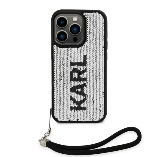 Karl Lagerfeld Sequins Reversible Case for iPhone 13 Pro Black|Silver