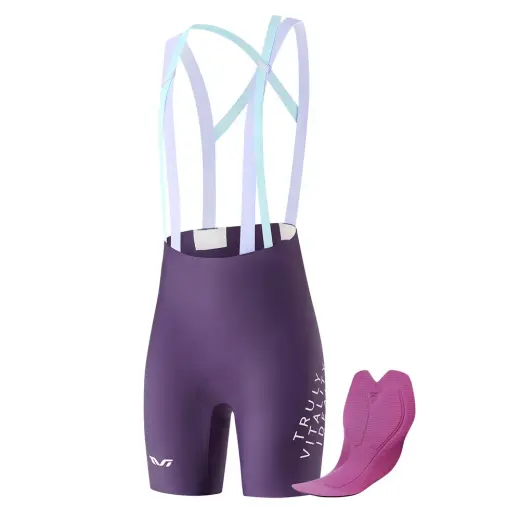 Rockbros YDDK017-1 TVI Women's Cycling Shorts with Bib and Pad Size M - Purple