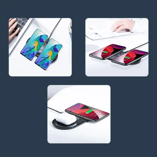 Baseus Simple 2in1 Wireless Charger Qi Charger for Smartphones and AirPods 15W white (WXJK-02)