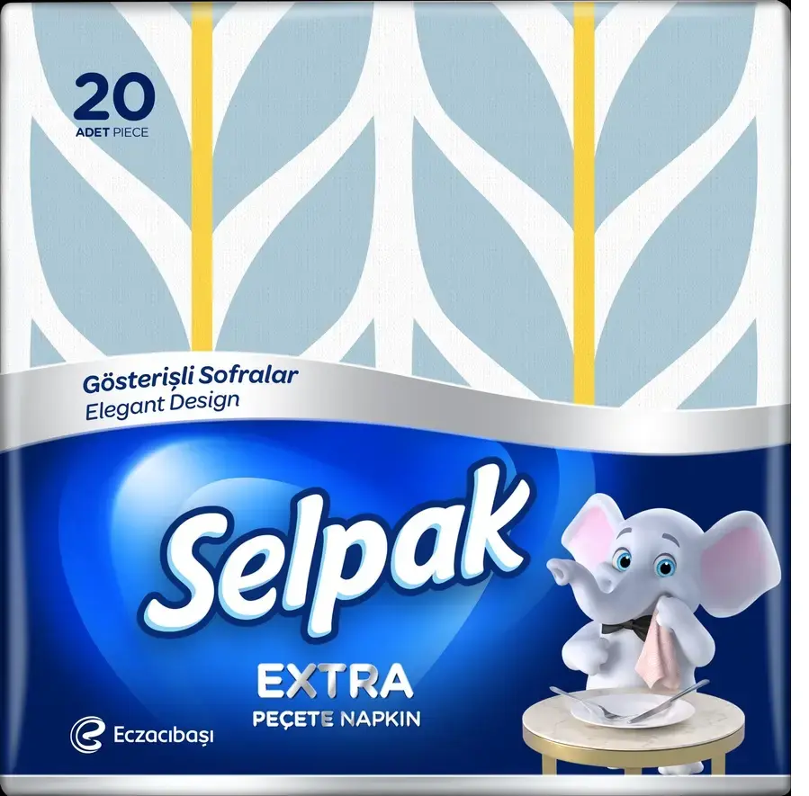 SELPAK Napkins Deluxe, 30x30cm, 3-ply, 4 designs, 20pcs
