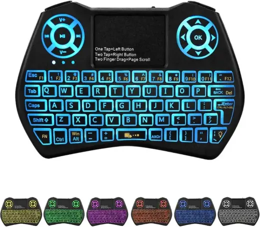 Fusion Round kompakta bezvadu tastatūra ar skārienpaliktni un krāsainu apgaismojumu Android | iOS | TV | PC