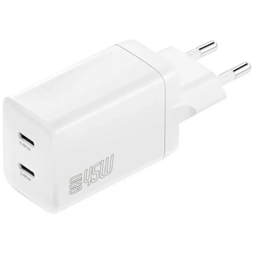 4smarts PDPlug Dual tīkla lādētājs | 45W | PD, GaN | USB-C | balts