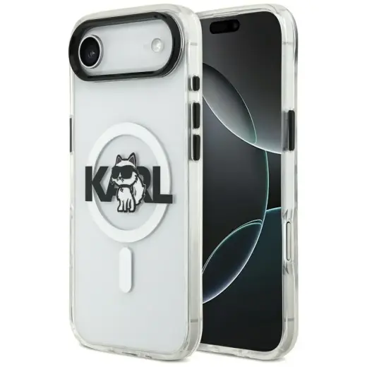 Karl Lagerfeld IML Choupette Sketch Logo чехол с поддержкой MagSafe для телефона iPhone 17 Air прозрачный