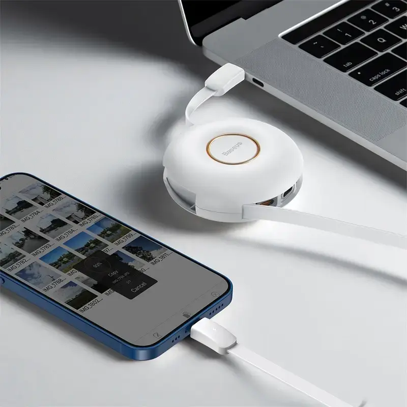 Magnetic USB cable Baseus Zinc 3in1 USB-C | Lightning | Micro 20W, 1m (white)