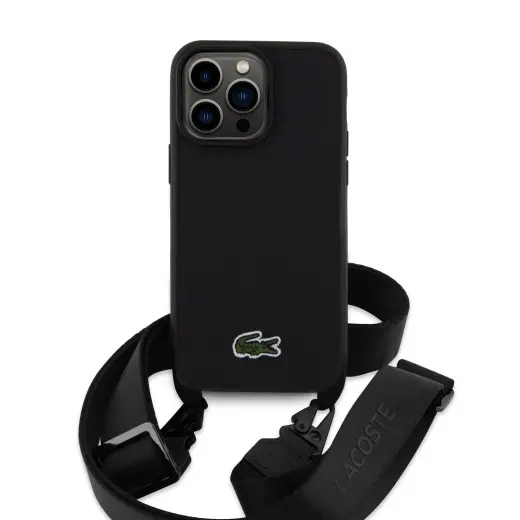 Lacoste Iconic Petit Pique Crossbody Woven Logo telefono dėklas iPhone 15 Pro Max juodas
