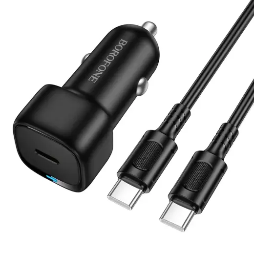 Зарядка для автомобиля Borofone BZ34A Cloud | 20W | PD | USB-C | с кабелем USB-C на USB-C в комплекте | чёрная