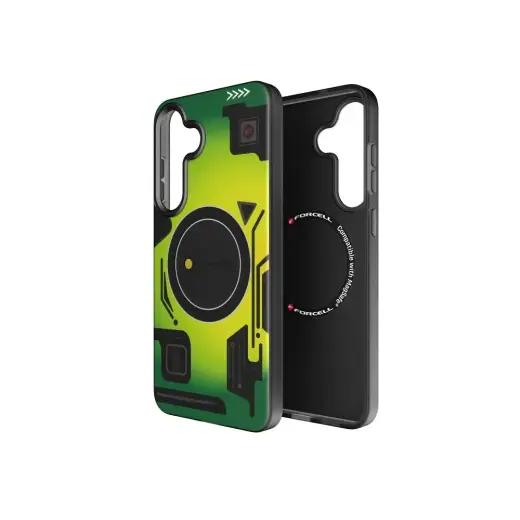 Forcell F-Protect Levels Dual Layer 4D telefono dėklas su MagSafe palaikymu Samsung Galaxy S25+ (S936) žalias (Military)