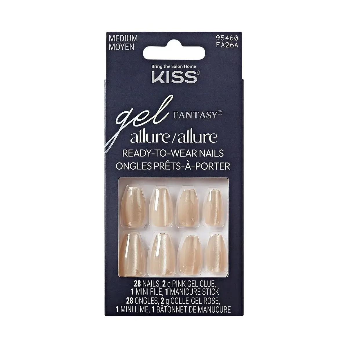 KISS Gel Fantasy Allure False Nails, MoonBeam