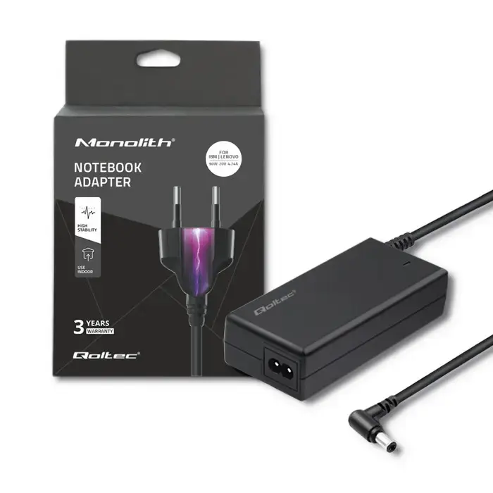Qoltec Power adapter for laptop IBM Lenovo 90W | 20V | 4.74A | 5.5*2.5 | +power cable