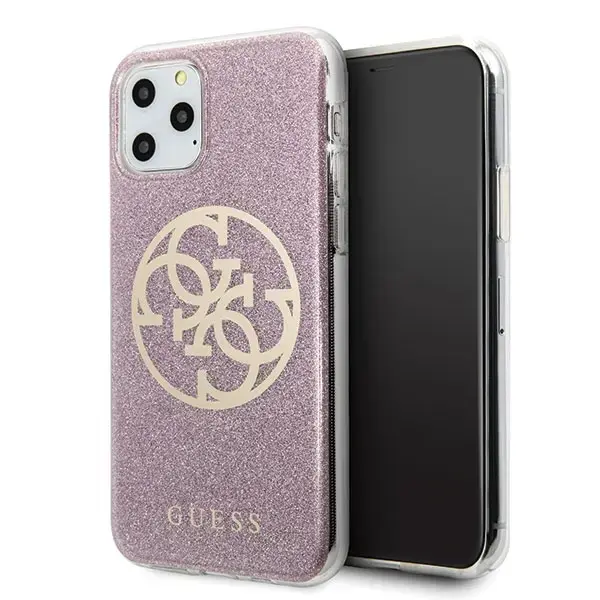 Guess GUHCN65PCUGLPI iPhone 11 Pro Max różowy|pink hard case 4G Circle Glitter