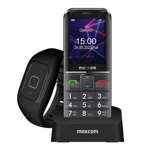 Maxcom Comfort MM735 ar uzlādes staciju + SOS aproce melna