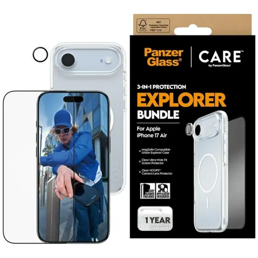 CARE by PanzerGlass Flagship Explorer 3-in-1 Case + Glass + Lens Protection Kit for iPhone Air