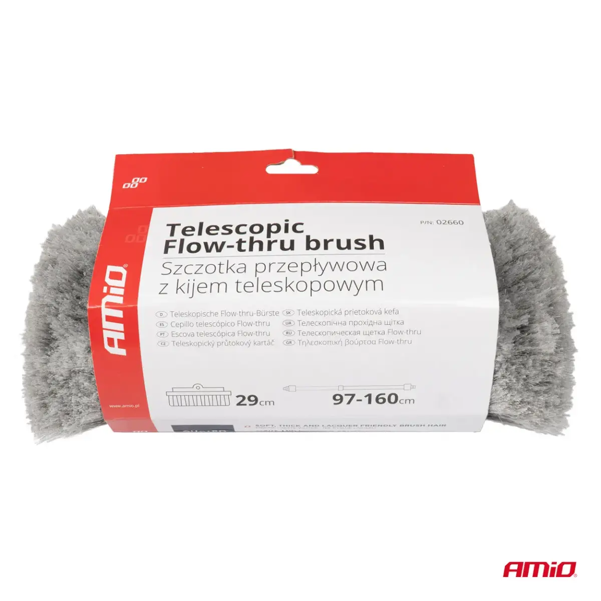 Telescopic Flow-thru wash brush 97-160cm AMIO-02660