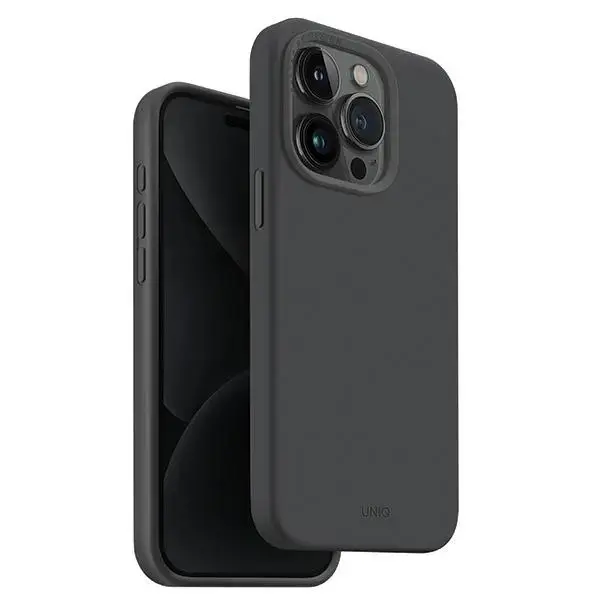 UNIQ etui Lino Hue iPhone 15 Pro 6.1" Magclick Charging szary|charcoal grey