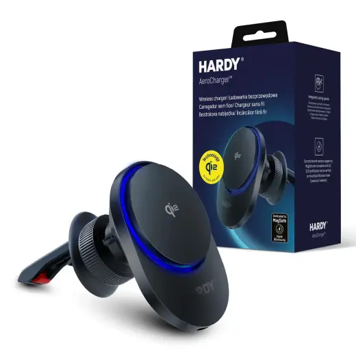 3mk Hardy AeroCharger Car Phone Holder with MagSafe 15W MPP Qi2 Inductive Charger - Black