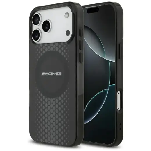 AMG Double Layer clear Graphics telefono dėklas su MagSafe palaikymu skirtas iPhone 17 Pro Max juodas