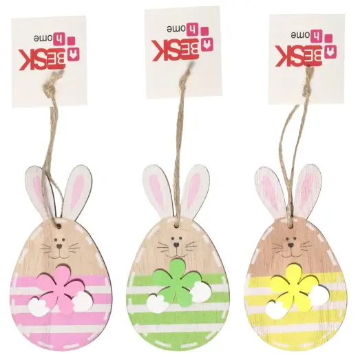 Decor Egg wooden hanging, 6x12cm, 3 types