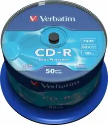 Matricas CD-R Verbatim 700MB 1x-52x Extra Protection 50 Pack Spindle