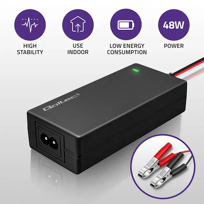 Qoltec Automatic charger for AGM GEL STD batteries | 12V charger | 4A | 48W | LED | 1.8m cable