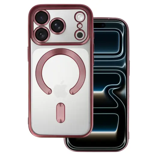 Metallic telefoni ümbris MagSafe toega iPhone 17 Pro roosa