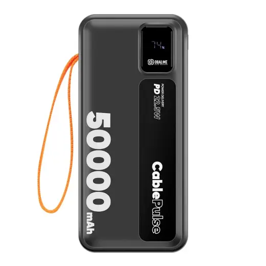 OBAL:ME CablePulse ārējais akumulators (powerbank) | 50 000 mAh | 22.5W | melns