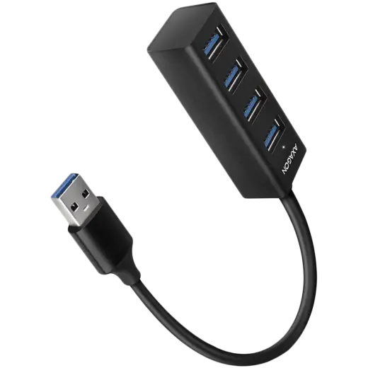AXAGON HUE-M1AL 4x USB 3.2 Gen 1 MINI hub, metal, 1.2m USB-A cable