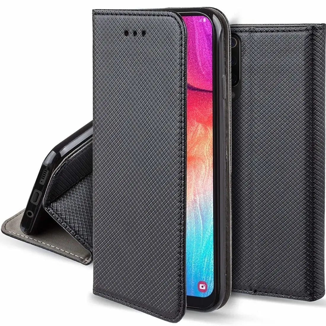 Fusion Magnet Case Grāmatveida Maks Priekš Xiaomi Redmi Note 7 | Note 7 Pro Melns