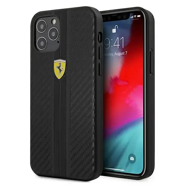 Ferrari FESNECHCP12LBK iPhone 12 Pro Max 6,7" czarny|black hardcase On Track PU Carbon