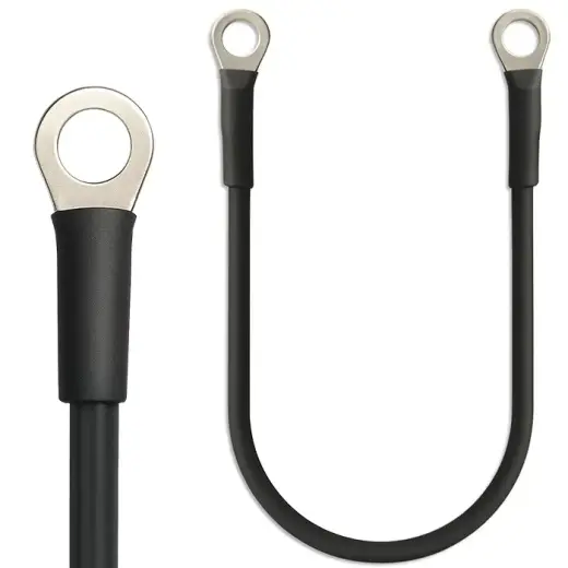 Qoltec Battery cable with connector terminals | Cable with eyelet | 20 cm | Black