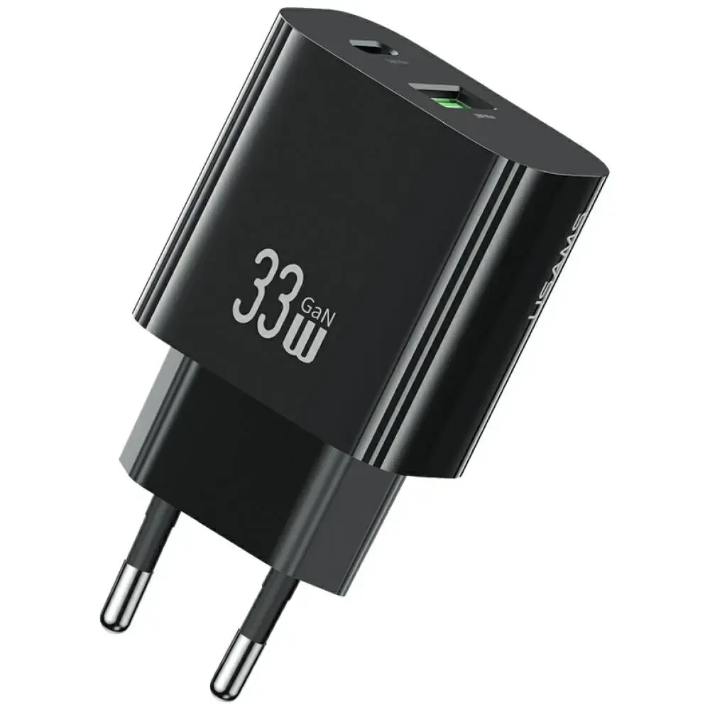 USAMS tīkla lādētājs CC317 T65 33W | 1xUSB-C 1xUSB-A ātrā uzlāde melns