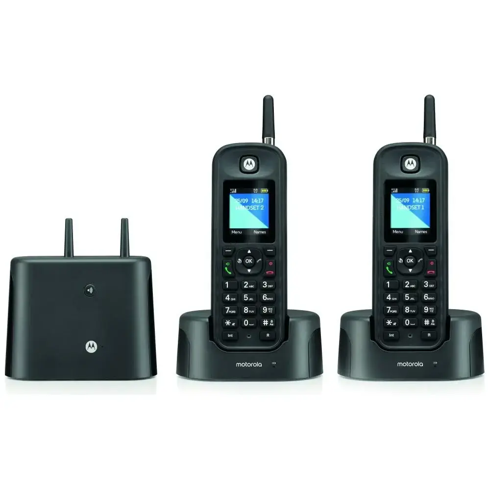 Set of Motorola O202 cordless landline phones 2 pcs. with far distance antena black