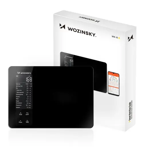 Wozinsky WIK-16 Smart Kitchen Scale with Digital Display, Bluetooth App - Black