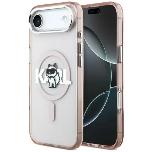 Karl Lagerfeld IML Choupette Sketch Logo MagSafe Case for iPhone Air Pink