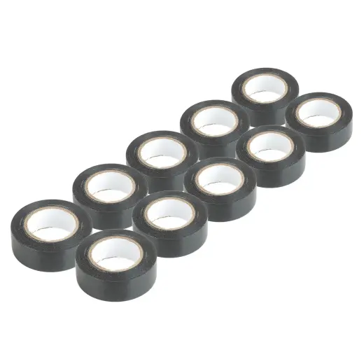 Black PVC electrical tapes set 10 pcs 19mm x 20m  x 0.13mm AMIO-04844