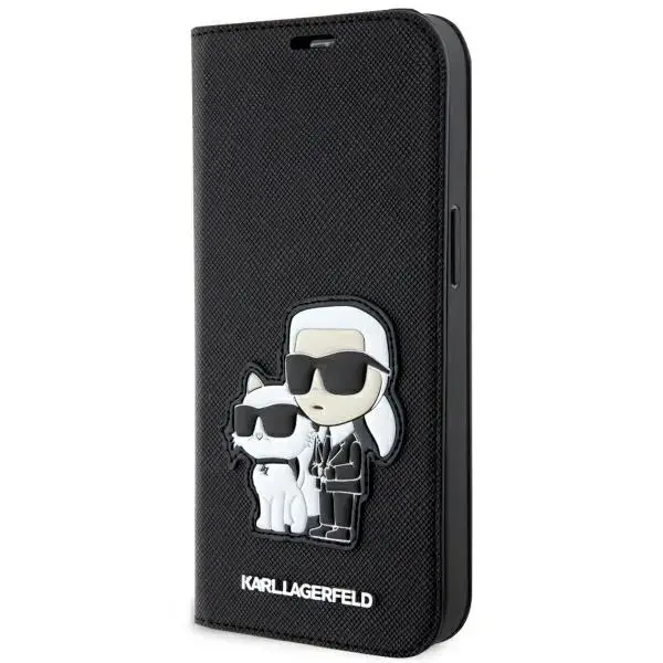 Karl Lagerfeld KLBKP14SSANKCPK iPhone 14 | 15 | 13 6.1" bookcase czarny|black Saffiano Karl & Choupette