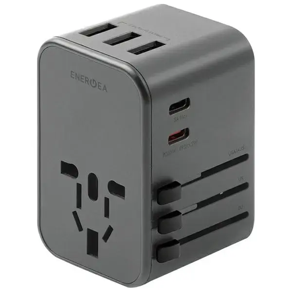 ENERGEA Travelworld tīkla lādētājs | 35.5W | PD, PPS, QC3.0 | USB-A, USB-C | pelēks, metālisks