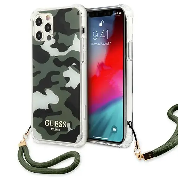 Guess GUHCP12MKSARKA iPhone 12|12 Pro 6,1" zielony|khaki hardcase Camo Collection