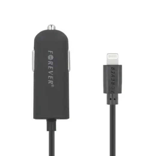 Forever M-02 2.1A (12V | 24V) Car Charger + Lightning Cable 1.2m Black