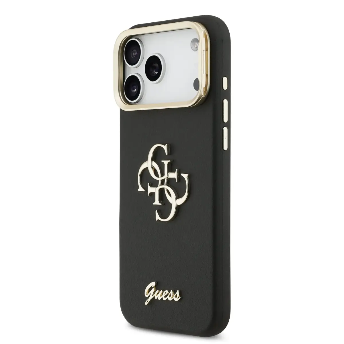 Guess PU Grained 4G Logo Stand Camera Frame Case for iPhone 17 Pro Max Black