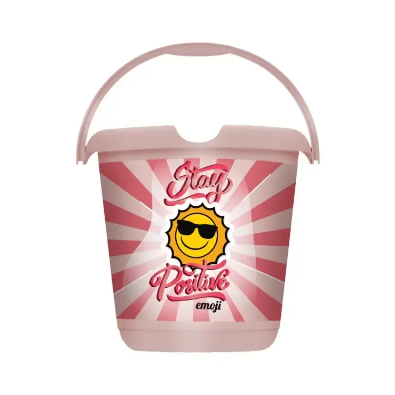 Spainis deko 10L Ilvie "Emoji Stay Positive" Ø30x28cm rozā