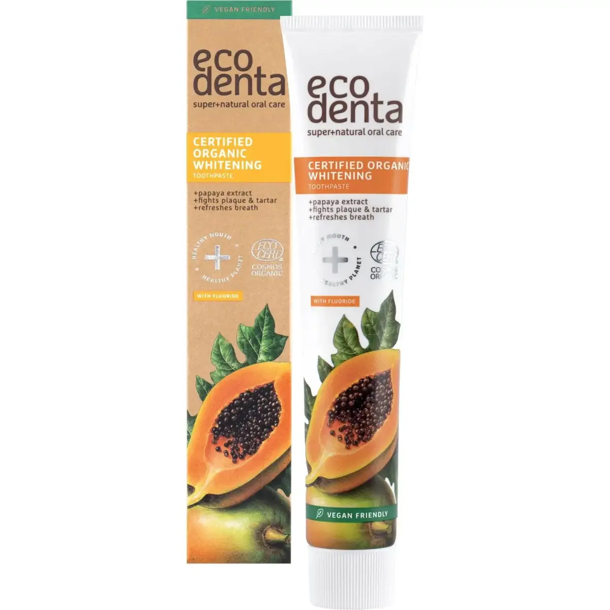 Ecodenta, Certified Organic Whitening, Papaya, Refreshing, Toothpaste, 75 ml