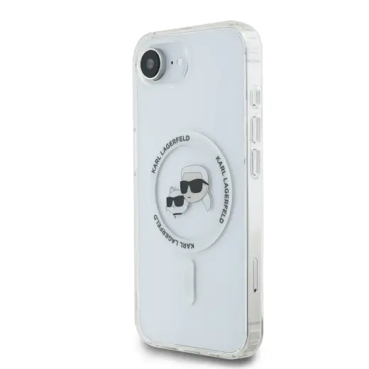 Karl Lagerfeld IML K&CH Heads Metal Frame phone case for iPhone 16e transparent with MagSafe