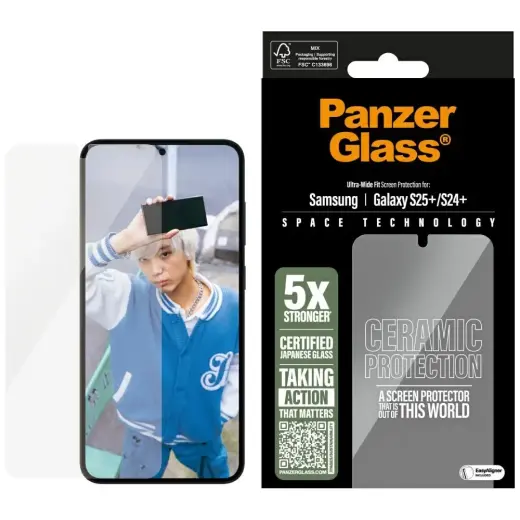 PanzerGlass Ultra-Wide tempered glass for phone Samsung Galaxy S25+ ceramic
