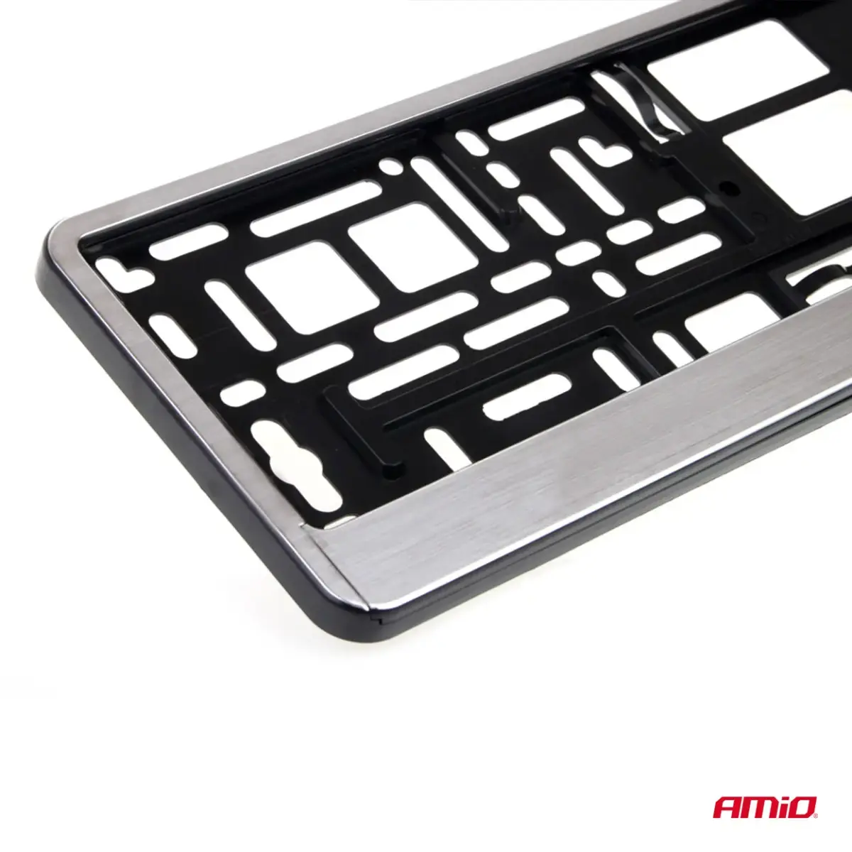 License Plate Frame - silver brush