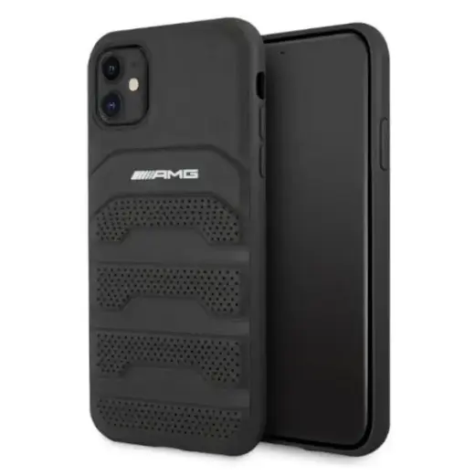 AMG AMHCN61GSEBK iPhone 11 6,1" czarny|black hardcase Leather Debossed Lines