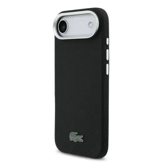 Lacoste Iconic Petit Pique Metal Logo telefono dėklas su MagSafe palaikymu iPhone 17 Air juodas