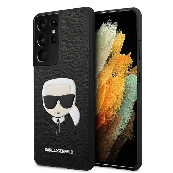 Karl Lagerfeld KLHCS21LSAKHBK S21 Ultra G998 czarny|black hardcase Saffiano Ikonik Karl`s Head