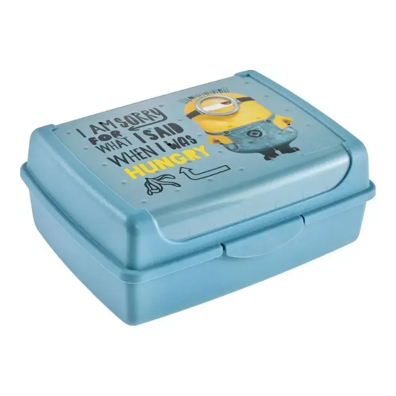 Pārtikas uzglabāšanas trauks deco-click-box midi 1L Carla "Minions Hungry" 17x13x7cm gaiši zils